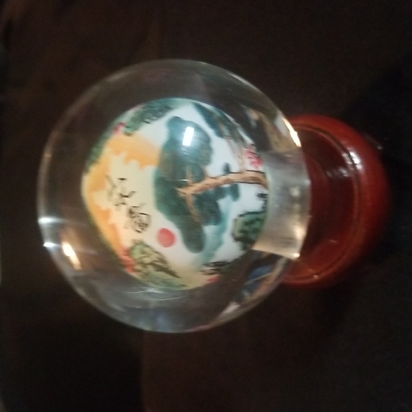 Glass Ball Art on wood stand - Picture 2 of 14